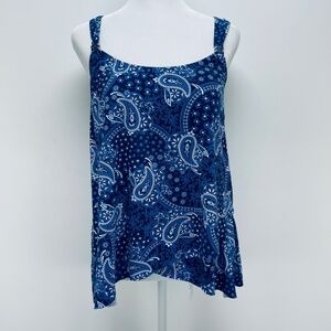 Crof & Barrow shirt Size S Women’s Summer Swim Paisley Print Sleeveles Blue